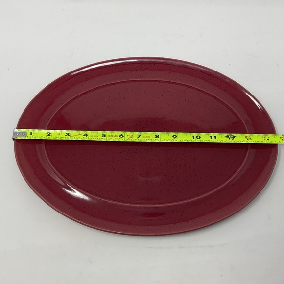 Denby Harlequin (retired) Stoneware 14” Red Oval Serving Platter - Picture 3 of 4